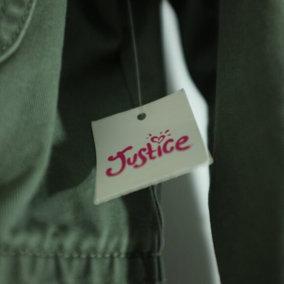 Justice girls green utility jacket with grey hood 12 - Picture 3 of 7